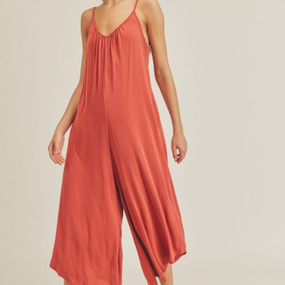 ⚡FINAL SALE! Spice Rust Oversized Knit Jumpsuit - Picture 7 of 9